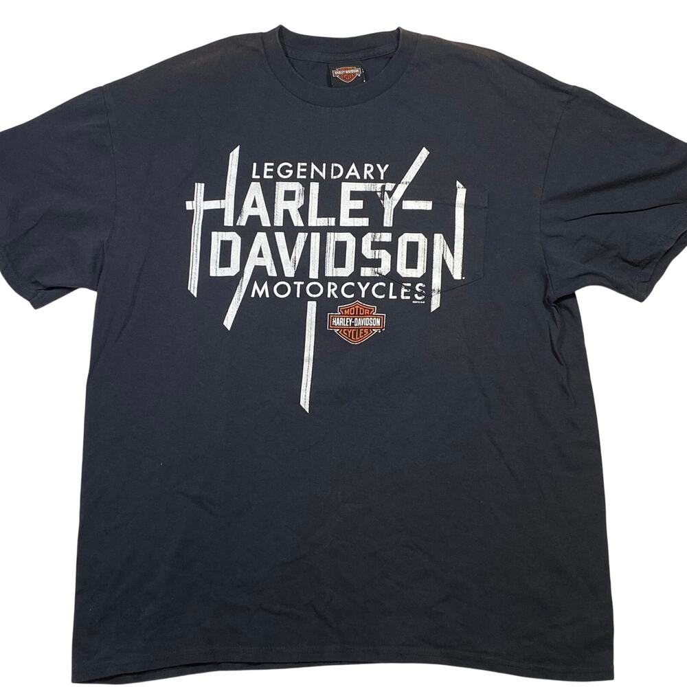Harley-Davidson Black Gold Allen, TX T-Shirt Biker Double Sided Tee XL Black